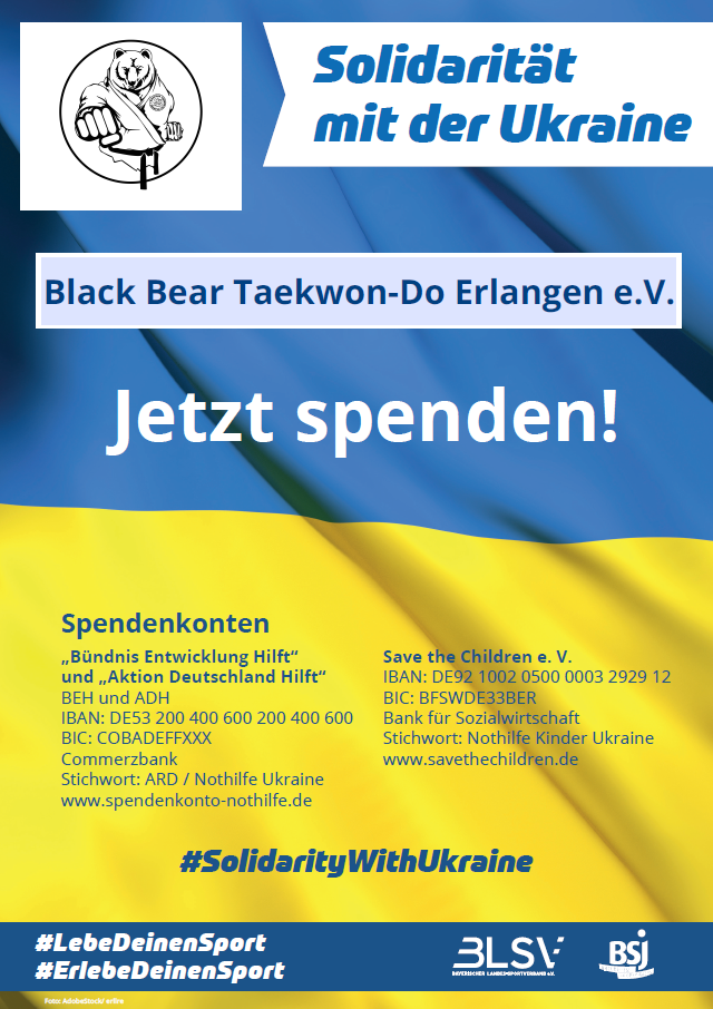 Spendenaufruf Ukraine Black Bear TaekwonDo